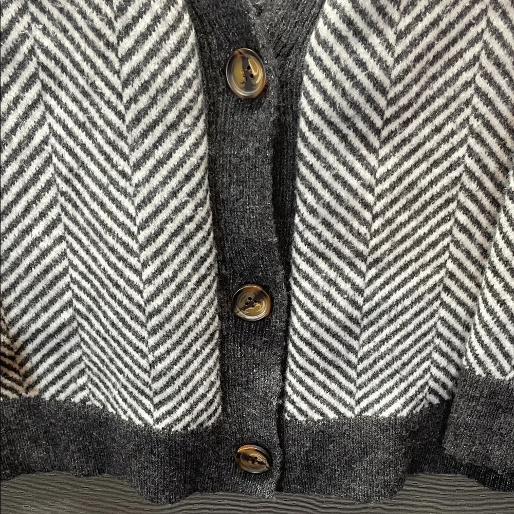 POL Gray and White Striped oversized Cardigan